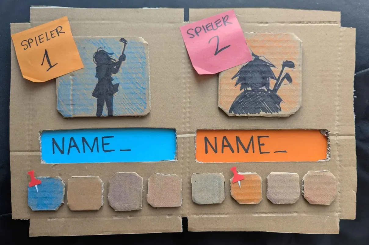 Materialstudie in Pappe: Spielerauswahl mit Illustrationen