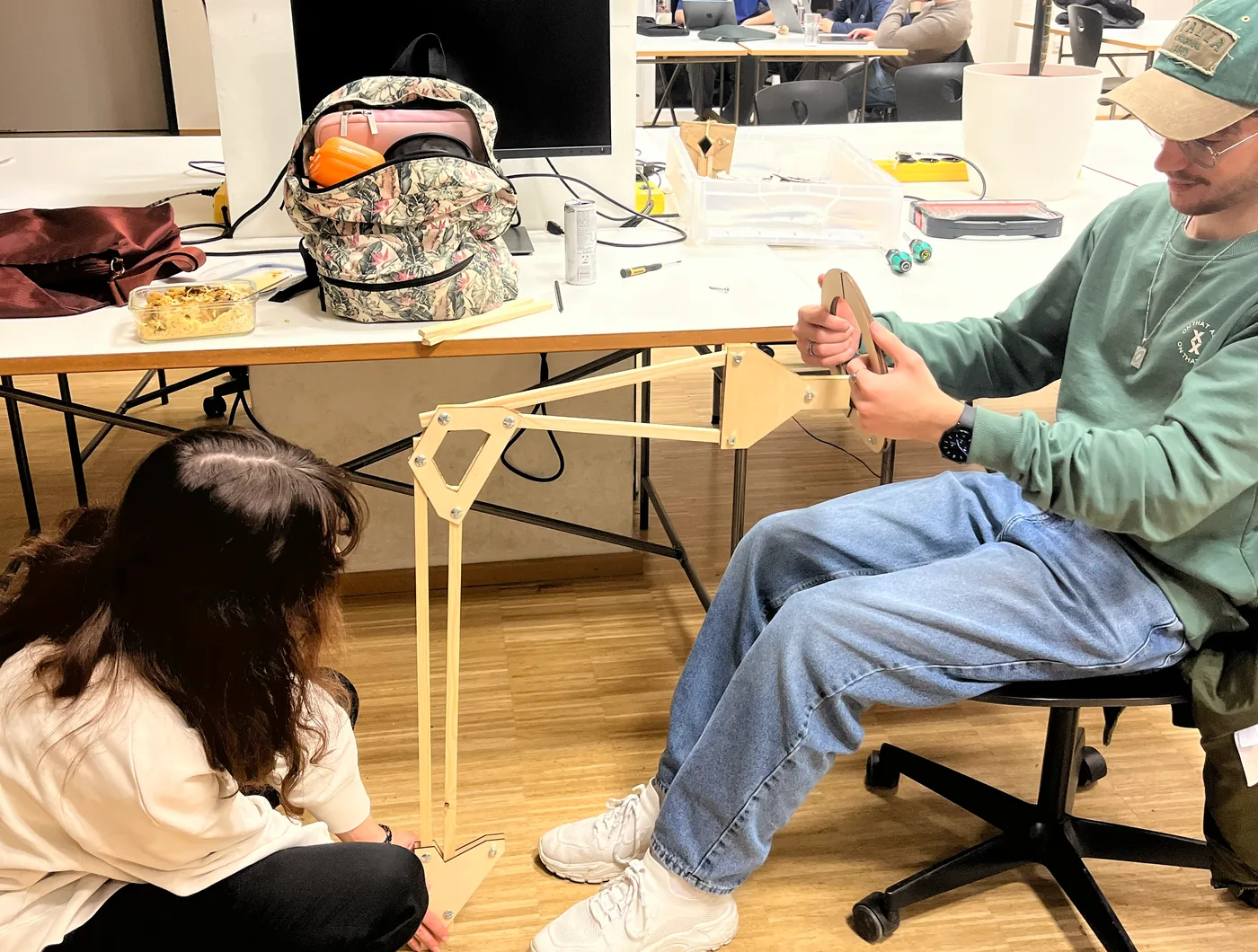 Testsituation mit dem Holzprototyp